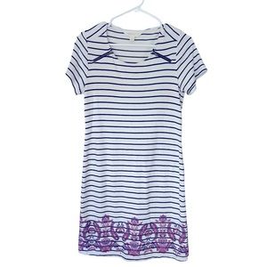 Magnolia Grace Orly Zipper Knit Dress. Stripped with Paisley Design Small